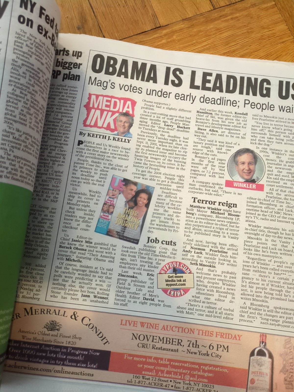 Barack Obama Becomes President New York Post Full Newspaper Nov 5 2008.