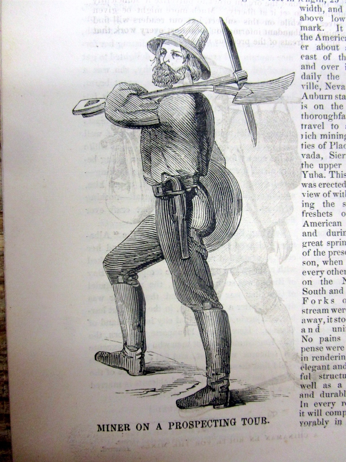 1852 illustrat newspaper CALIFORNIA GOLD RUSH w Miners & Native American Indians