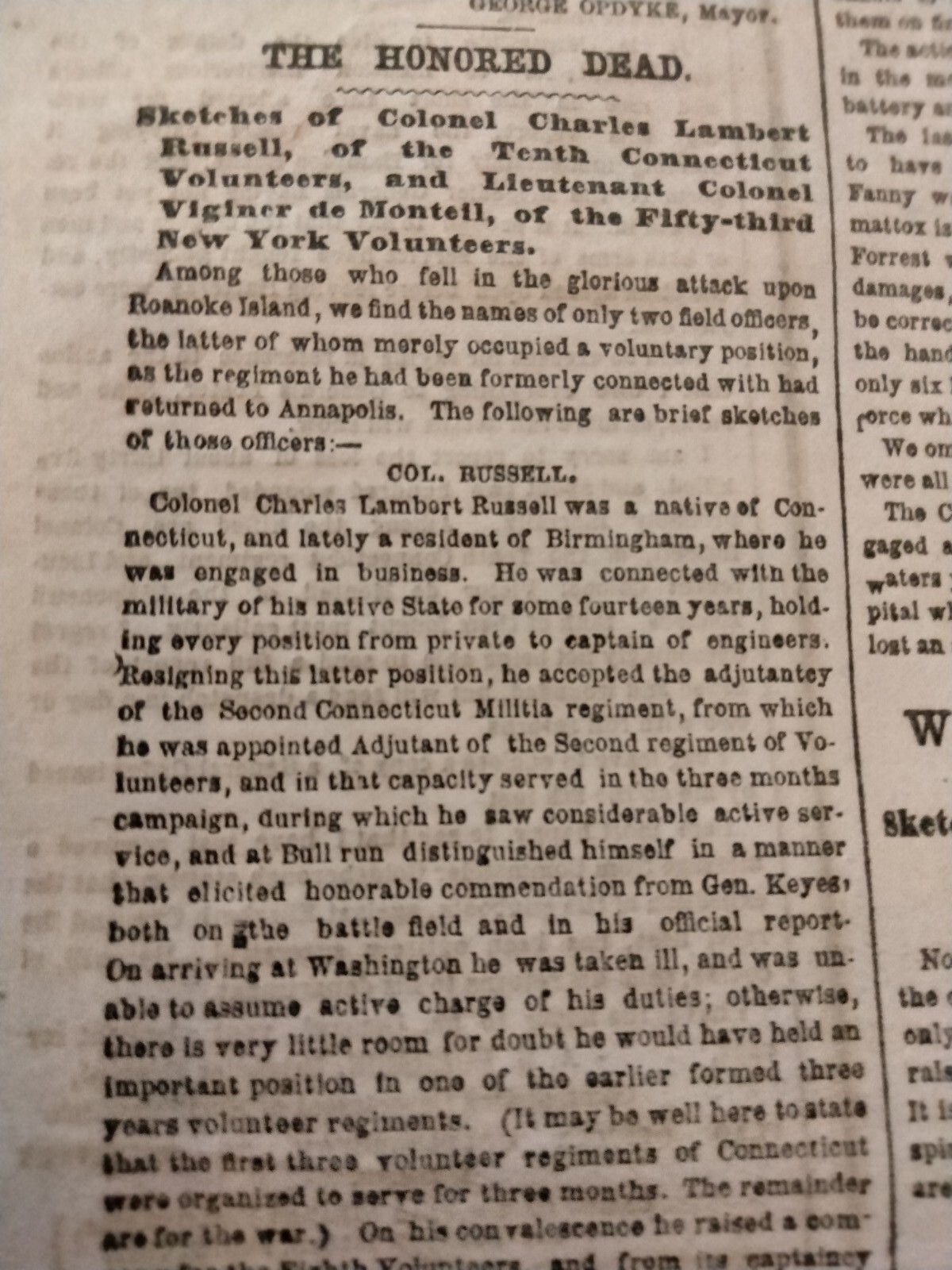 Civil War Newspapers- BRILLIANT VICTORY AT ROANOKE, BOMBARDMENT OF FORT DONELSON