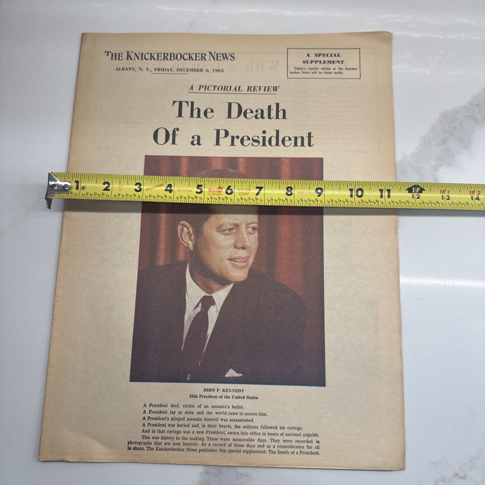 1963 Dec 6 KNICKERBOCKER NEWS Newspaper Special Supplement JFK Death LOT OF 12
