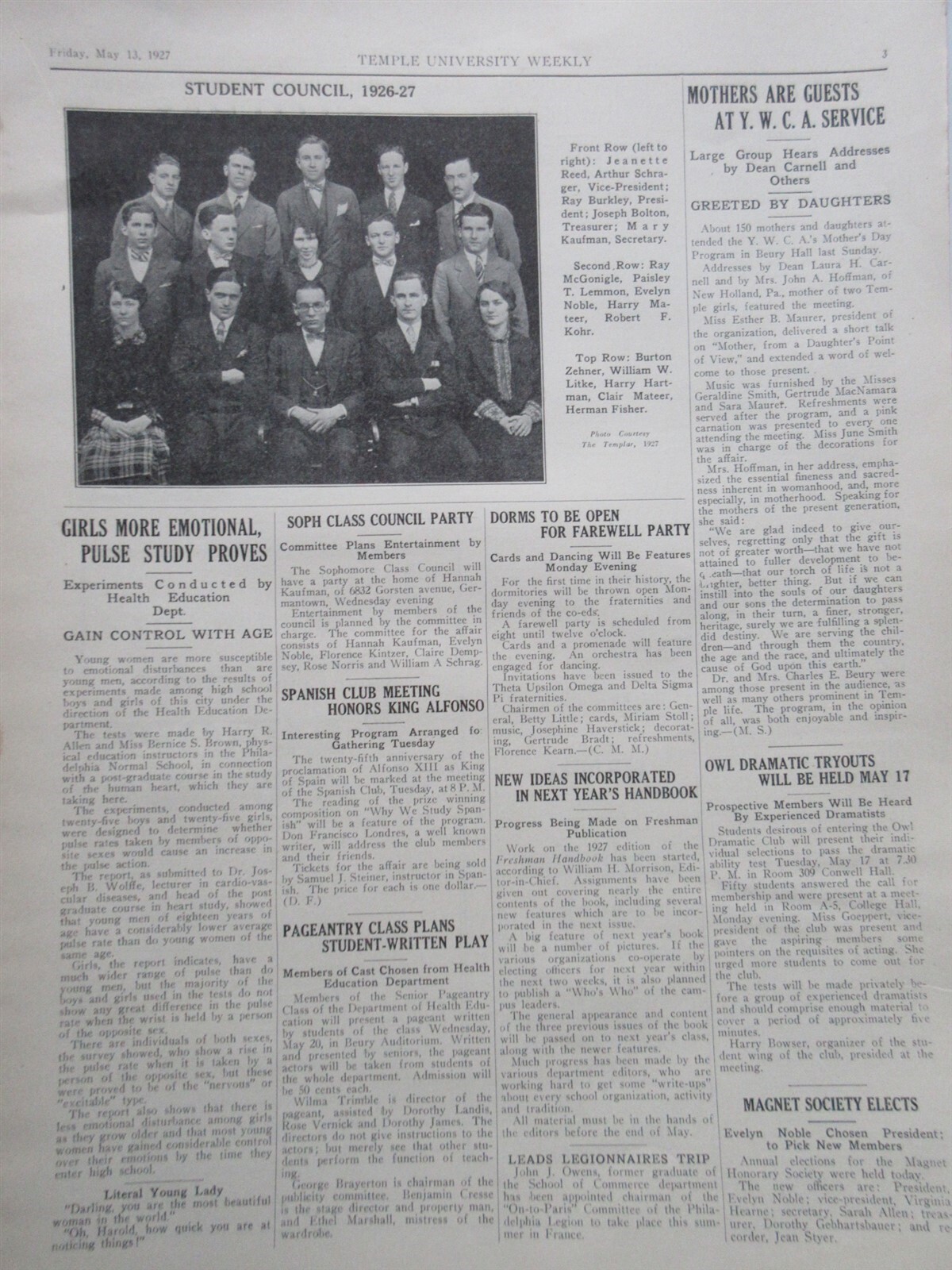 Temple University Weekly newspaper May 13, 1927 track baseball
