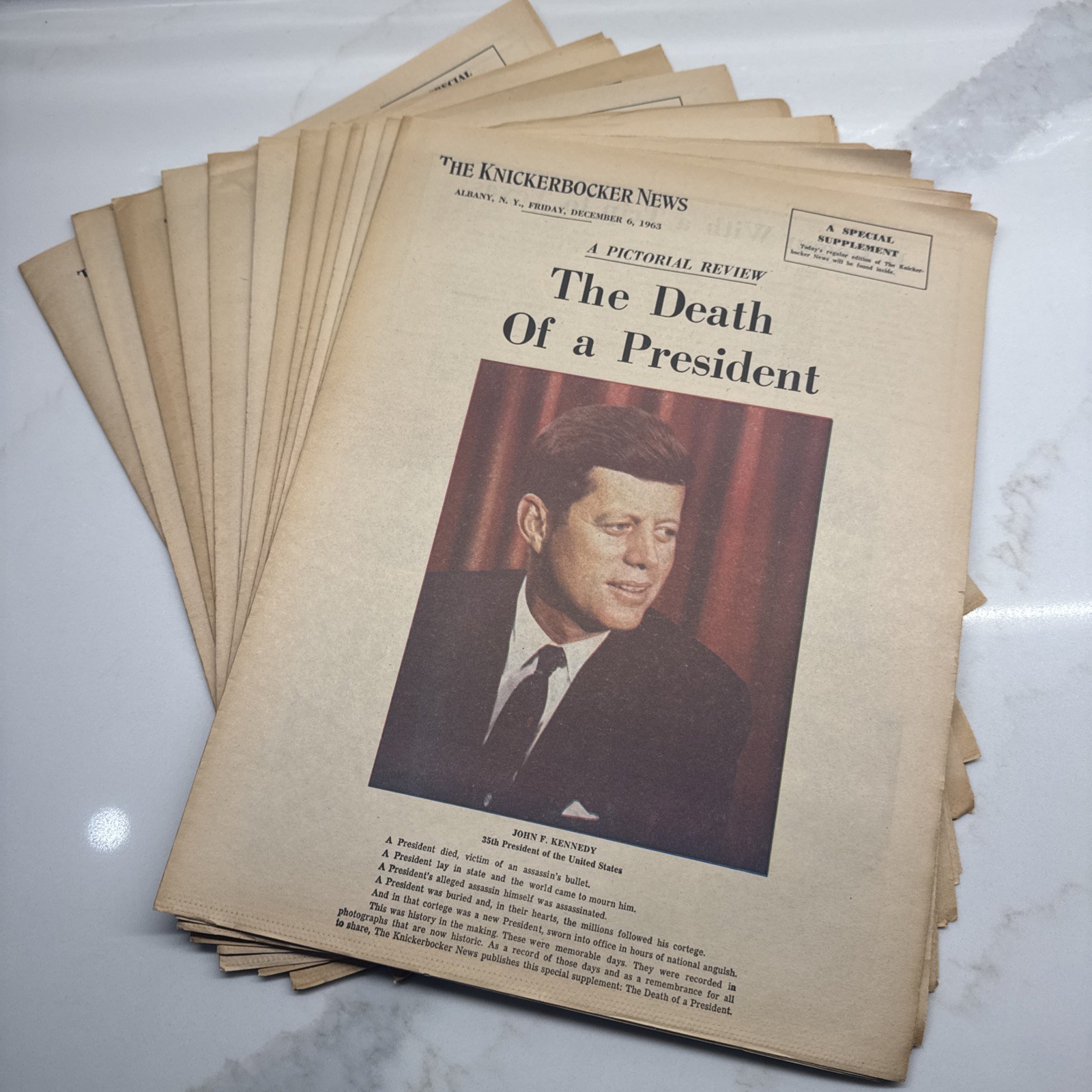 1963 Dec 6 KNICKERBOCKER NEWS Newspaper Special Supplement JFK Death LOT OF 12