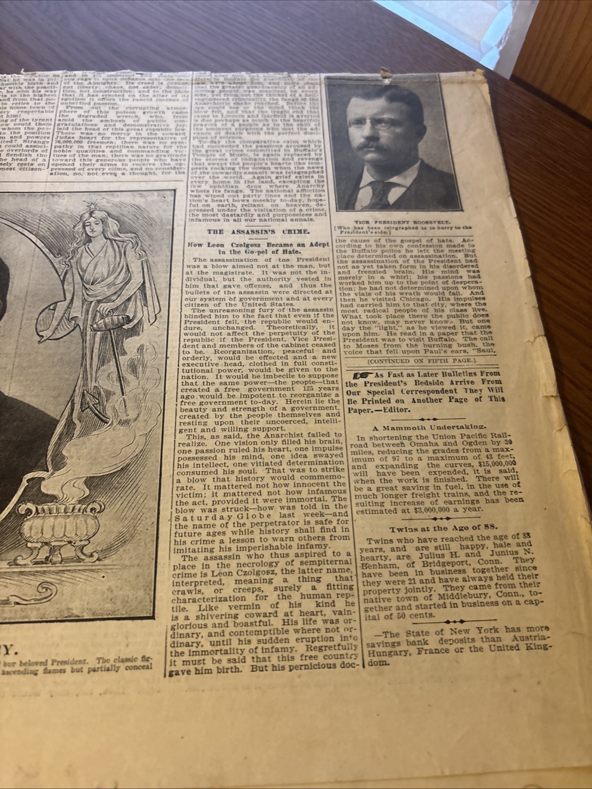 Newspaper President McKinley Shot, 9/7 1901 Utica Saturday Globe Auburn Edition