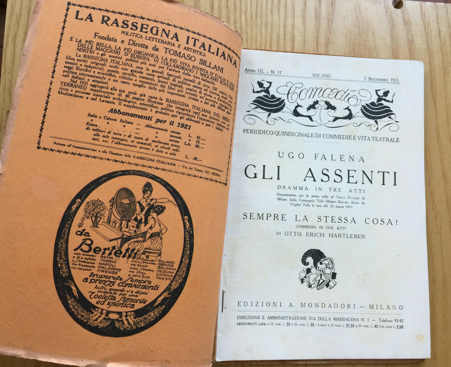MONDADORI COMEDIA PERIODICO COMEDIA E VITA THEATRALE N° 17 1921 UGO FALENA 2/19
