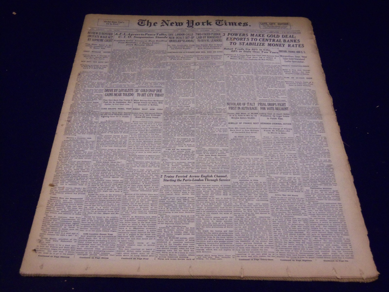 1936 OCT 13 NEW YORK TIMES – NUVOLARI OF ITALY FIRST IN AUTO RACE – NT 2117