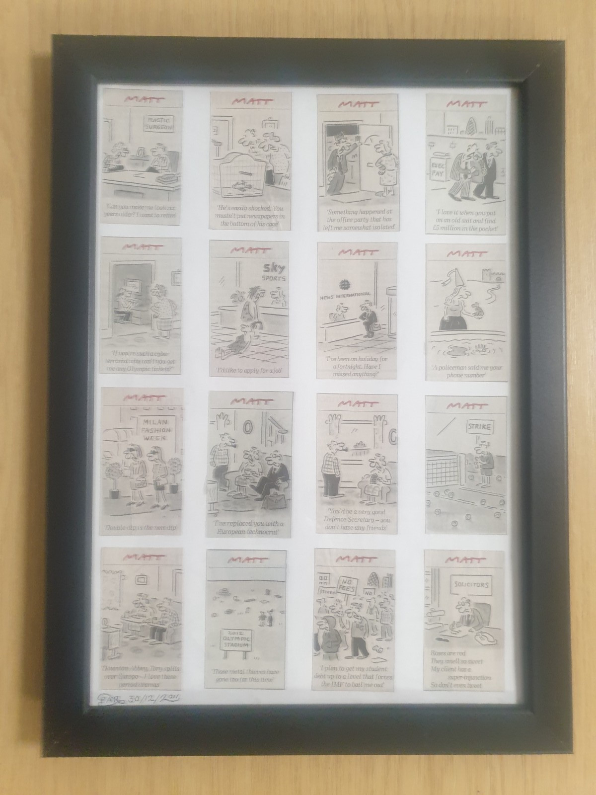 Matt daily telegraph newspaper cartoon framed (f)