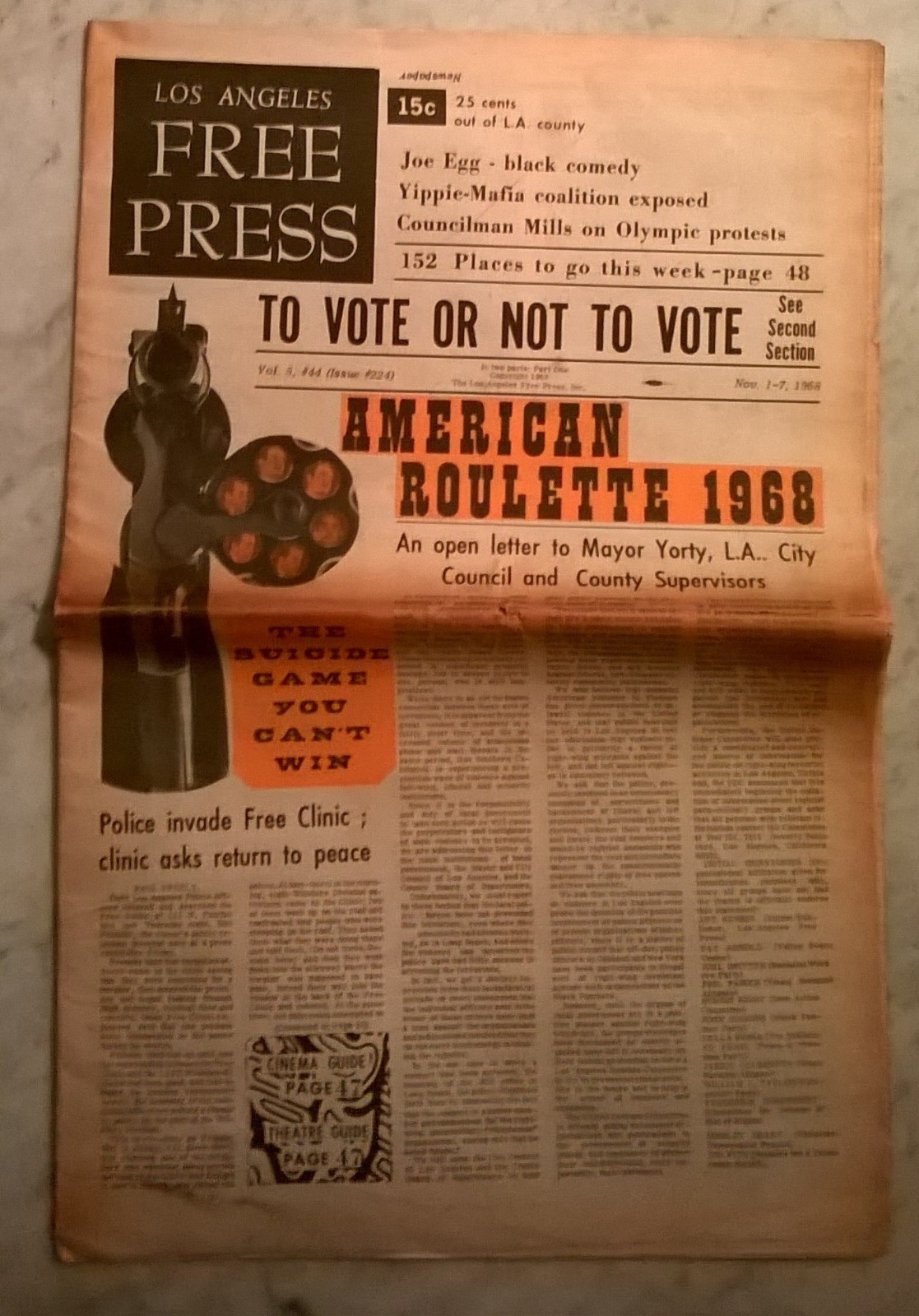 LOS ANGELES FREE PRESS November 1 – 7 1968 Vol. 5 #44 (Issue #244) Parts 1 and 2
