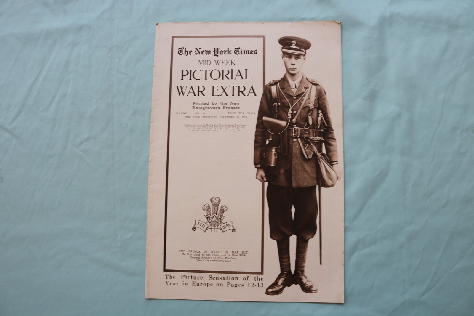 1914 DEC 10 NEW YORK TIMES MID-WEEK PICTORIAL WAR EXTRA-PRINCE OF WALES- NP 9111