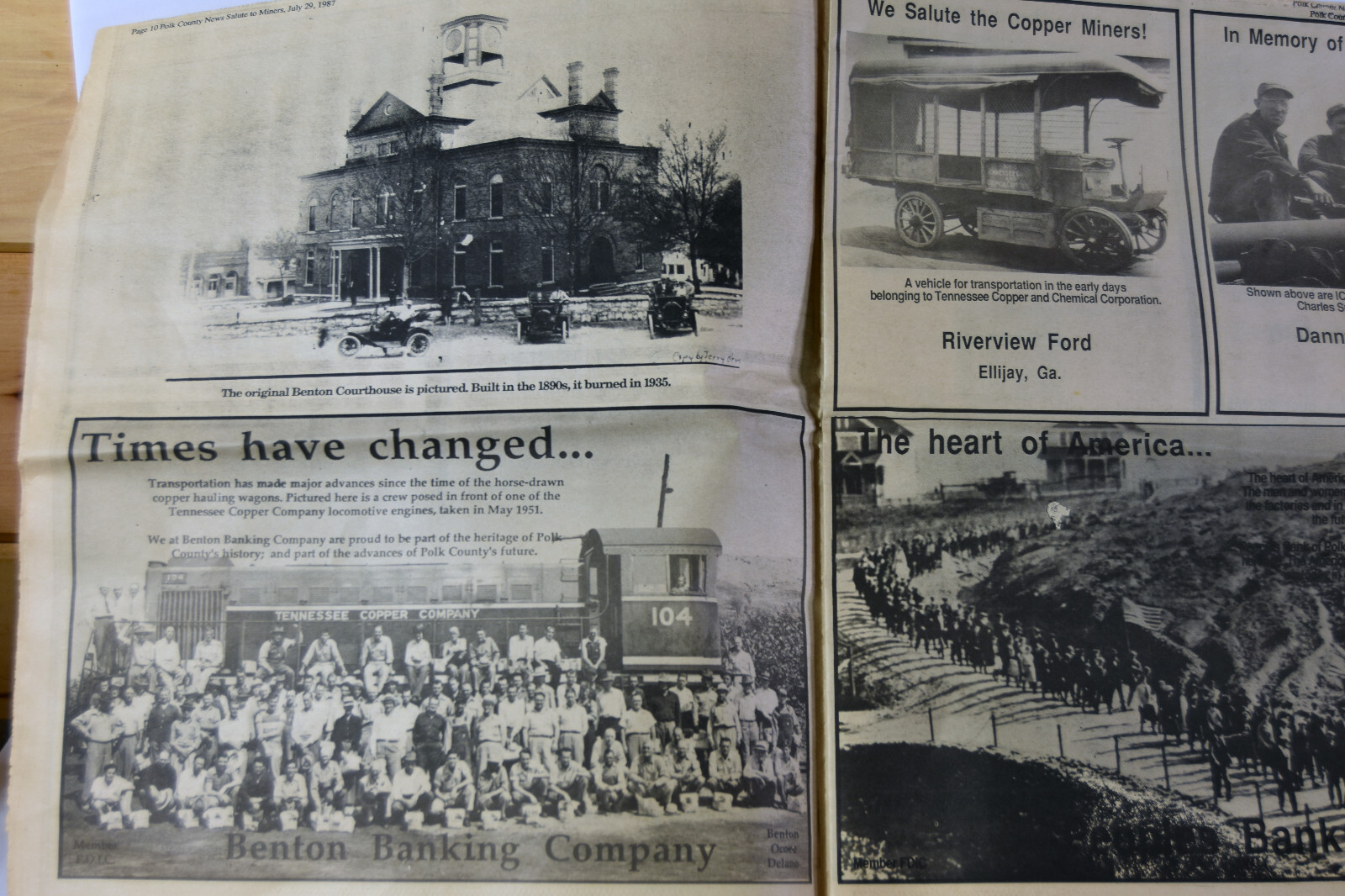 1987 Newspaper Tennessee Ducktown Copperhill Copper Basin Miners Ads RARE