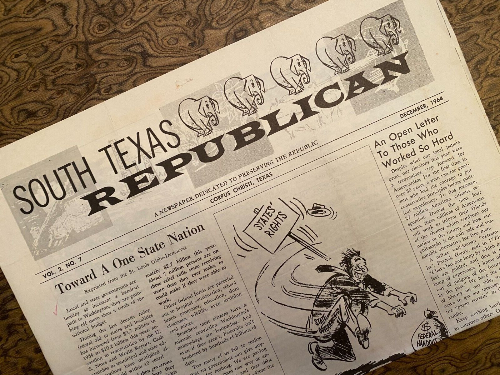 South Texas Republican Newspaper December 1964 VINTAGE