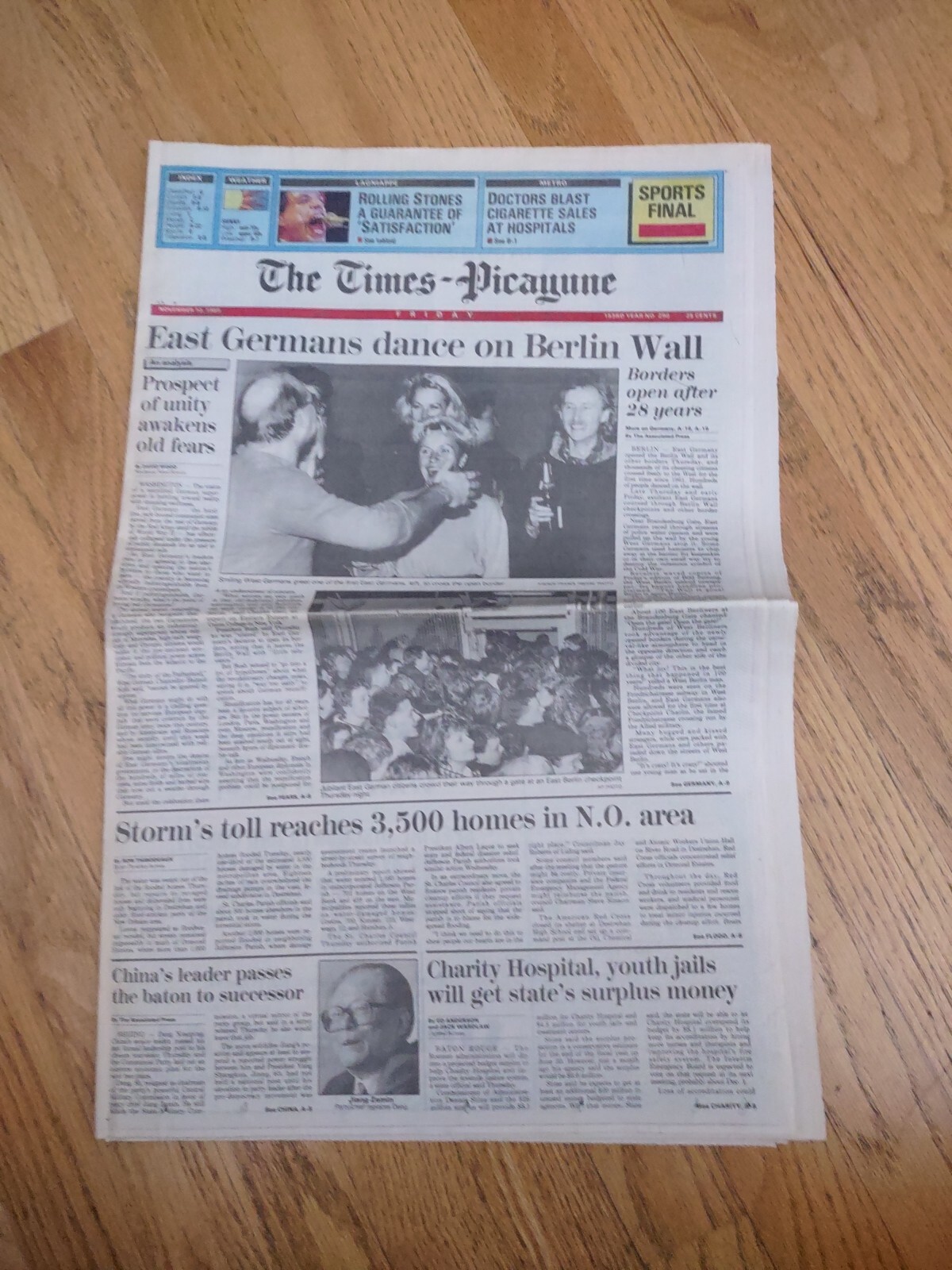 German Berlin Wall Comes Down The Times- Picayune Newspaper Section 1 Only