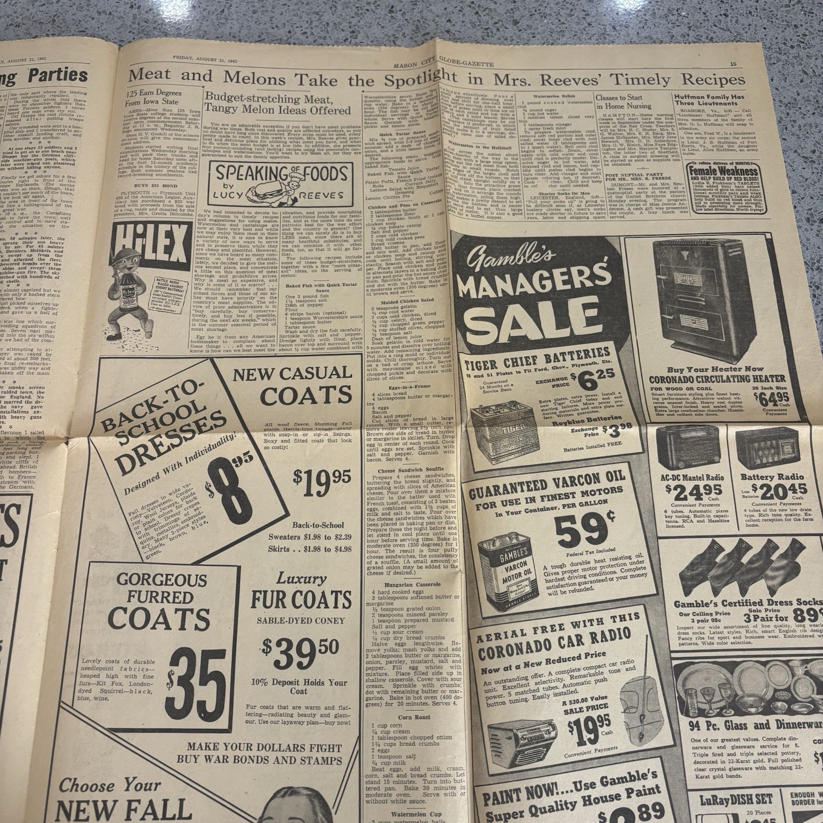 Vintage Newspaper 1940s Pg WW2 Marines Solomon Headline Ephemera Iowa