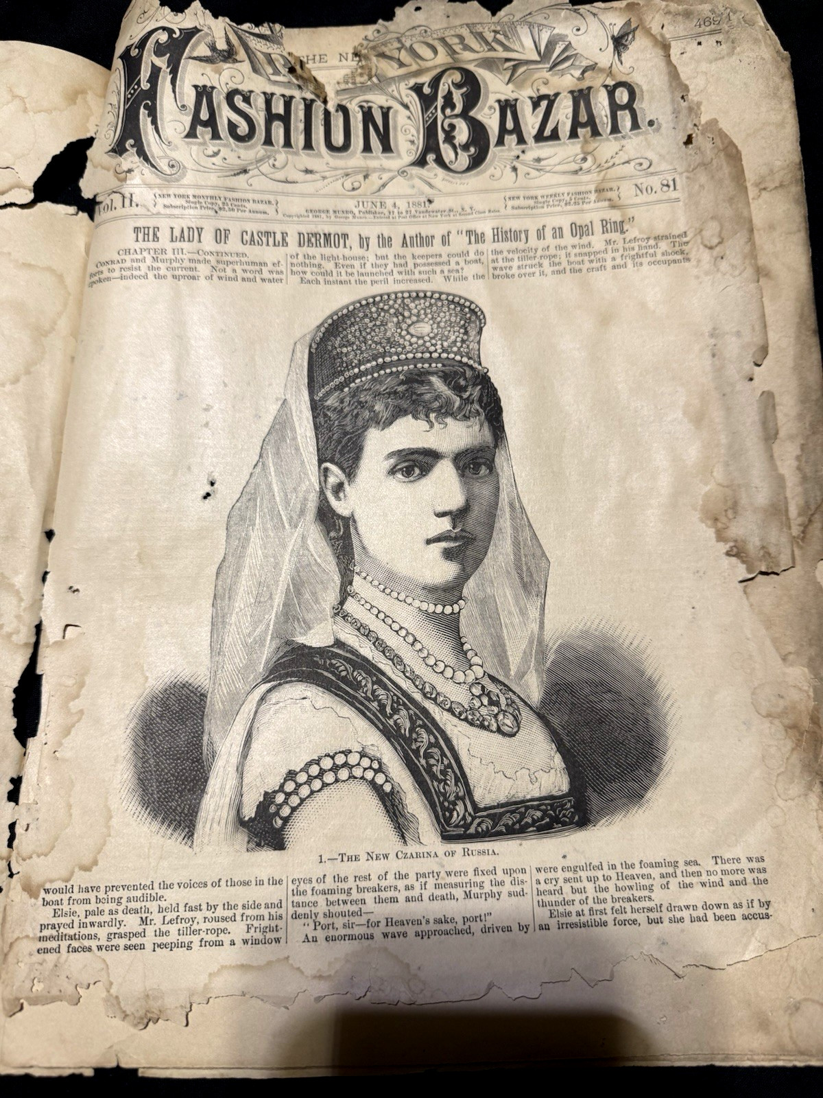 New York Fashion Bazar Weekly Newspaper By George Munro – June 4, 1881