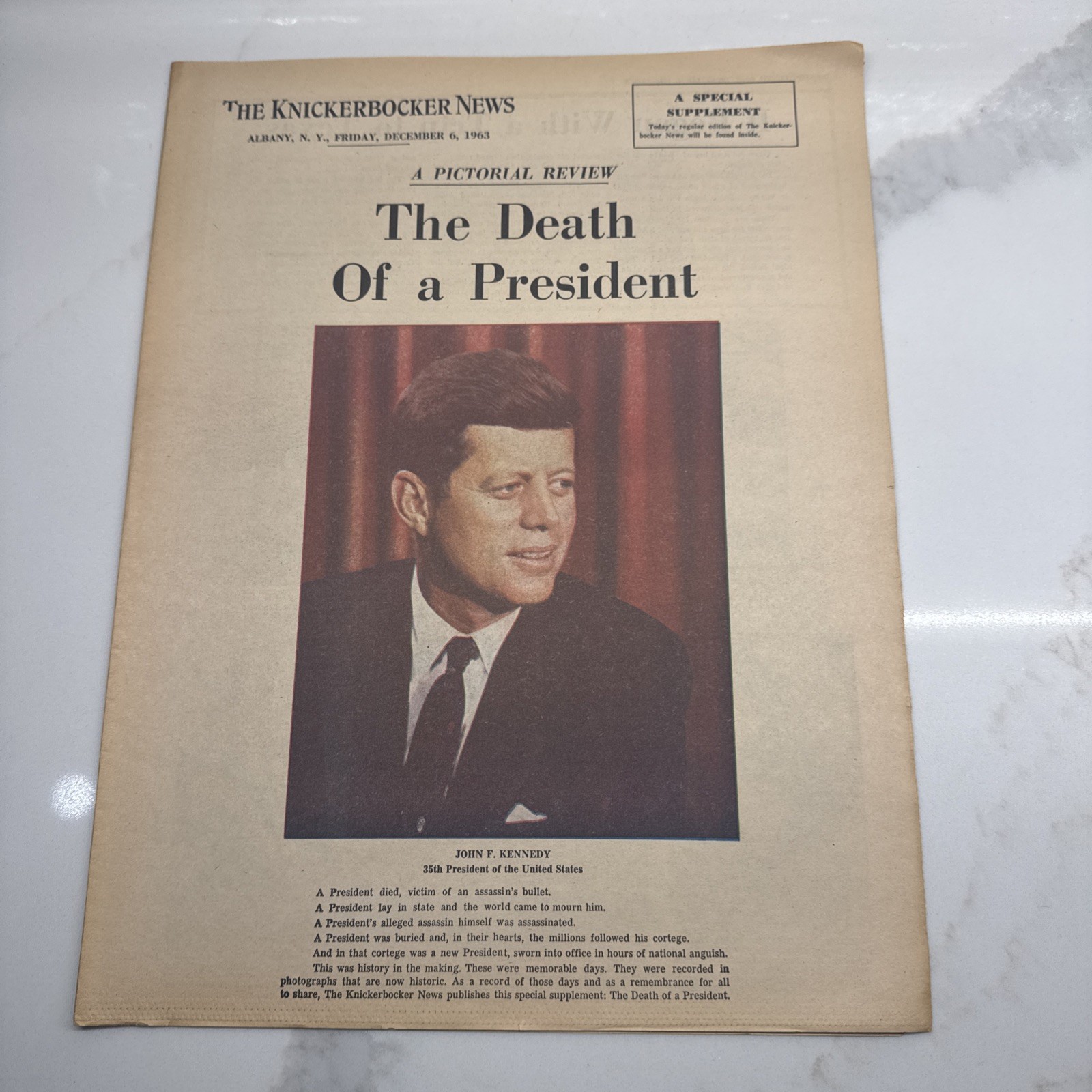 1963 Dec 6 KNICKERBOCKER NEWS Newspaper Special Supplement JFK Death LOT OF 12