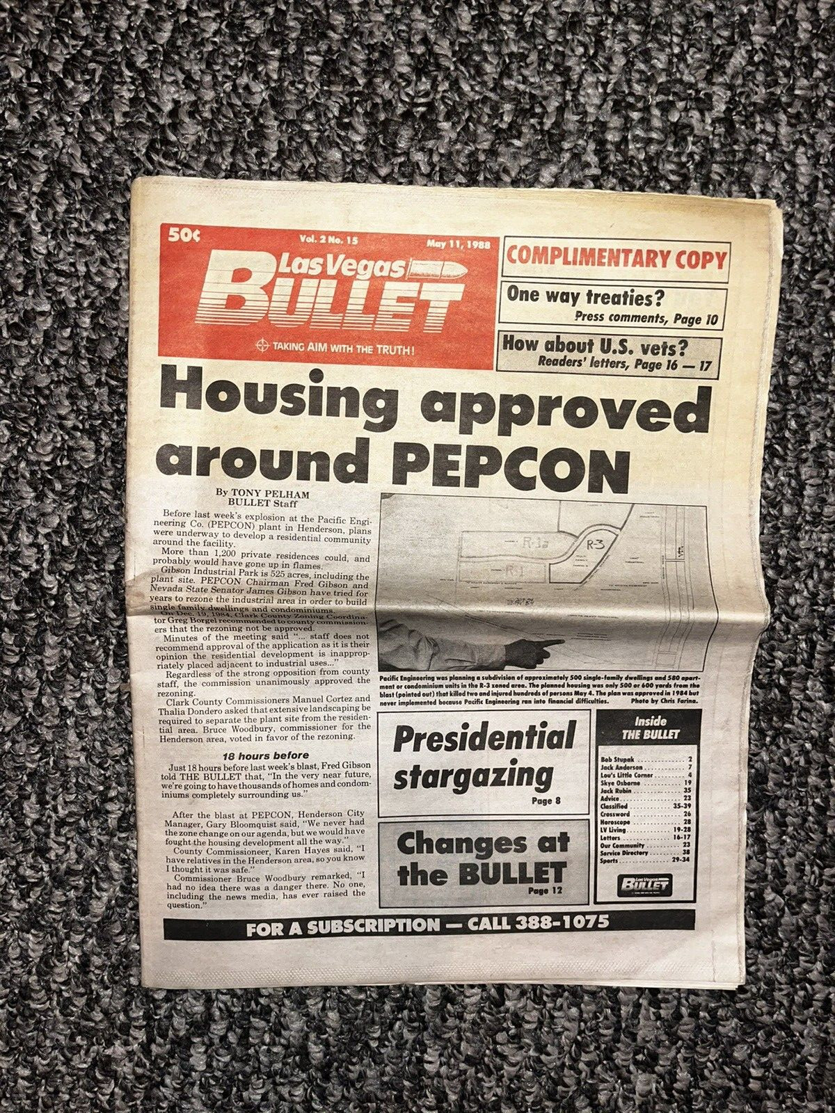 LAS VEGAS BULLET NEWSPAPER Bob Stupak Publisher May 11, 1988 Vol. 2 No. 15