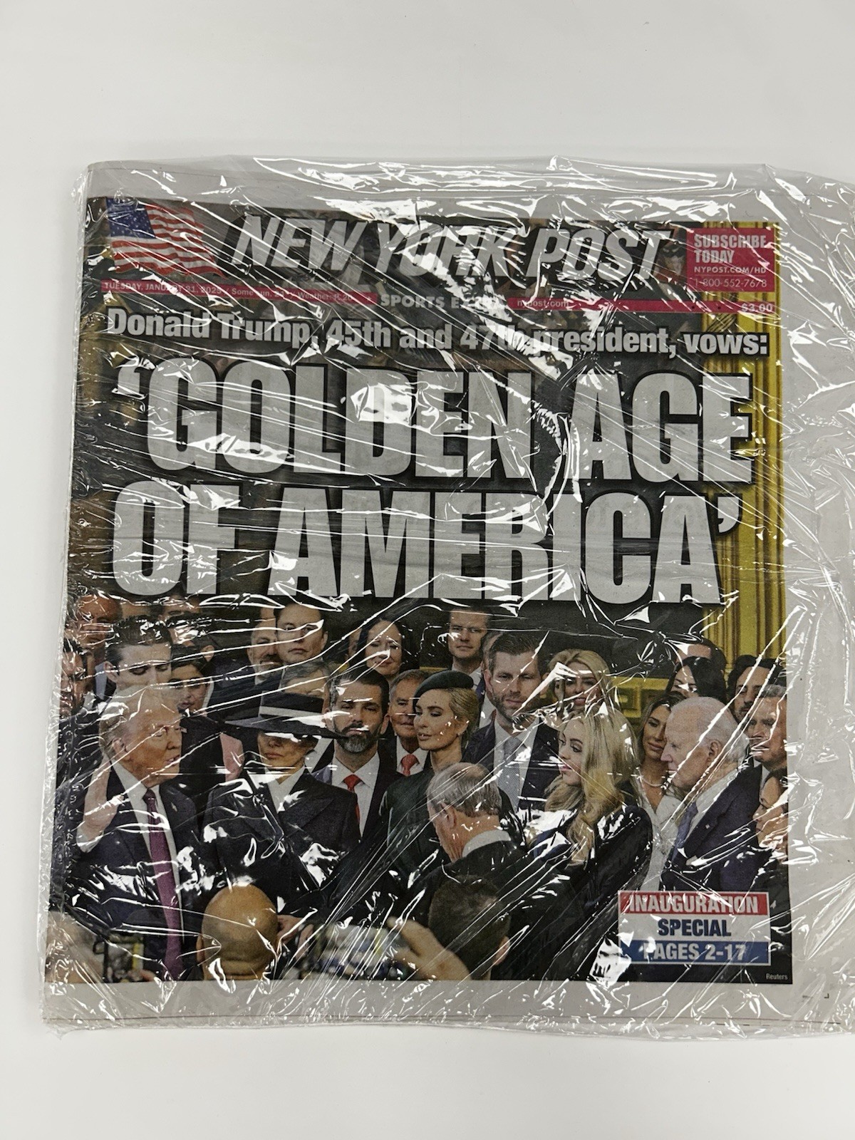 NY POST President Trump 1/21/2025 Inauguration Newspaper Golden Age Of America
