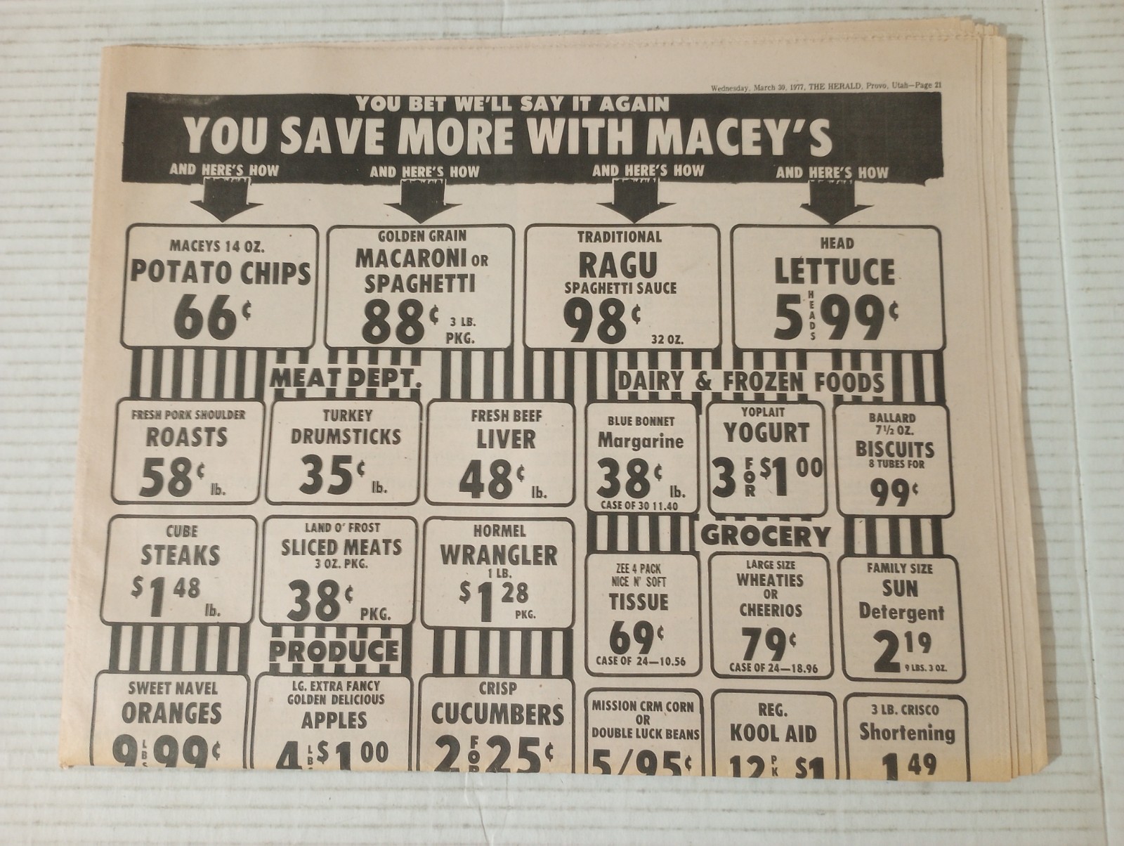 The Herald Provo Utah March 30 1977 Newspaper Maceys Albertsons Want Ads Comics