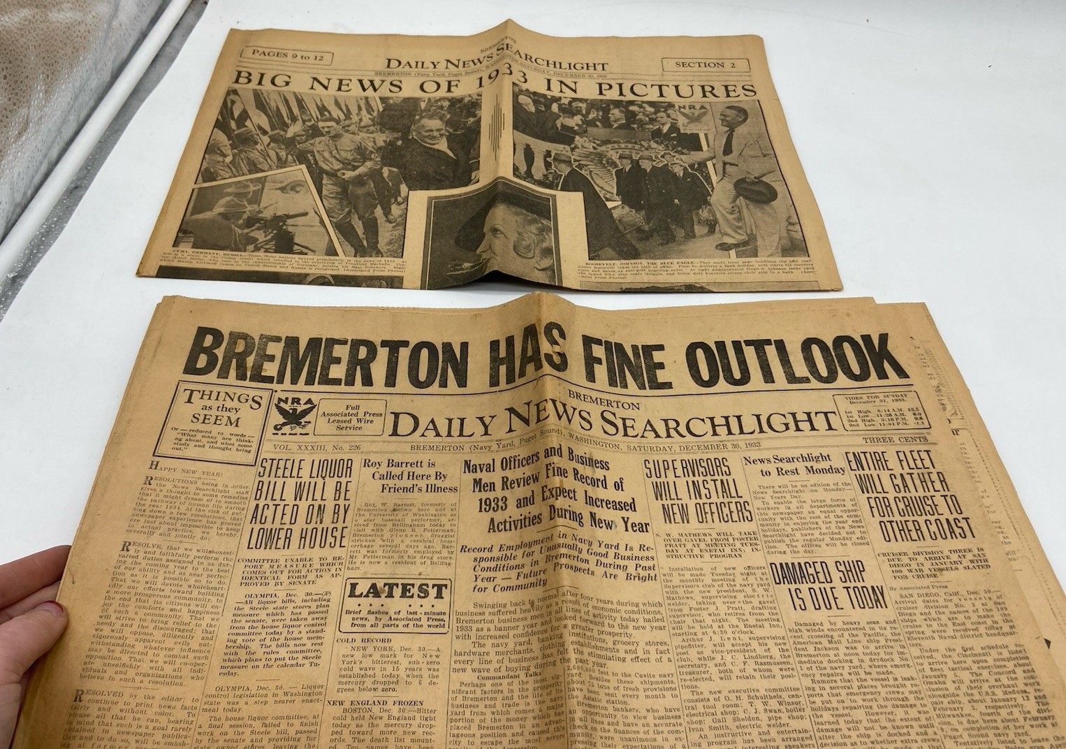 Dec 30 1933 Bremerton Daily News Searchlight Newspaper Washington WA Original An