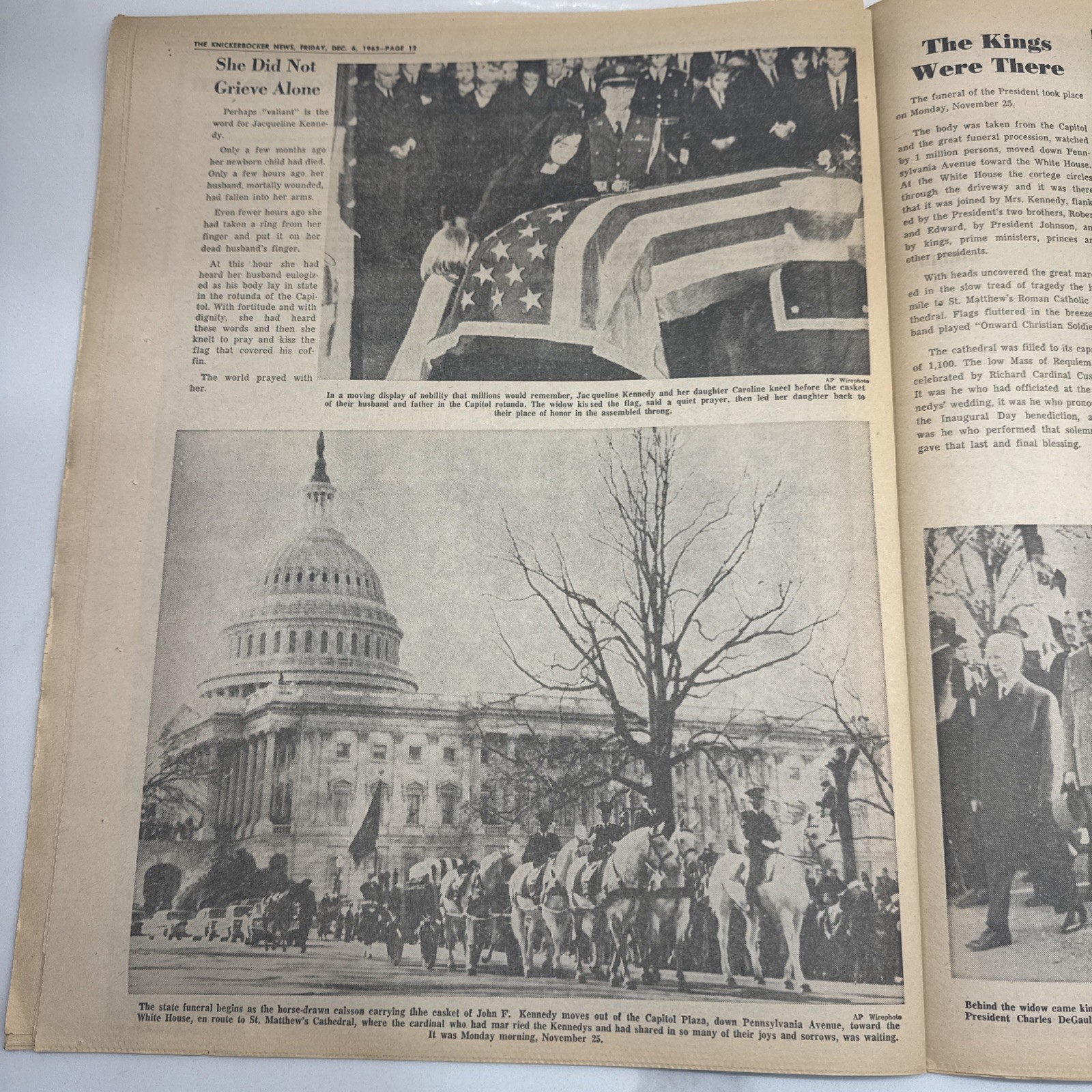 1963 Dec 6 KNICKERBOCKER NEWS Newspaper Special Supplement JFK Death LOT OF 12