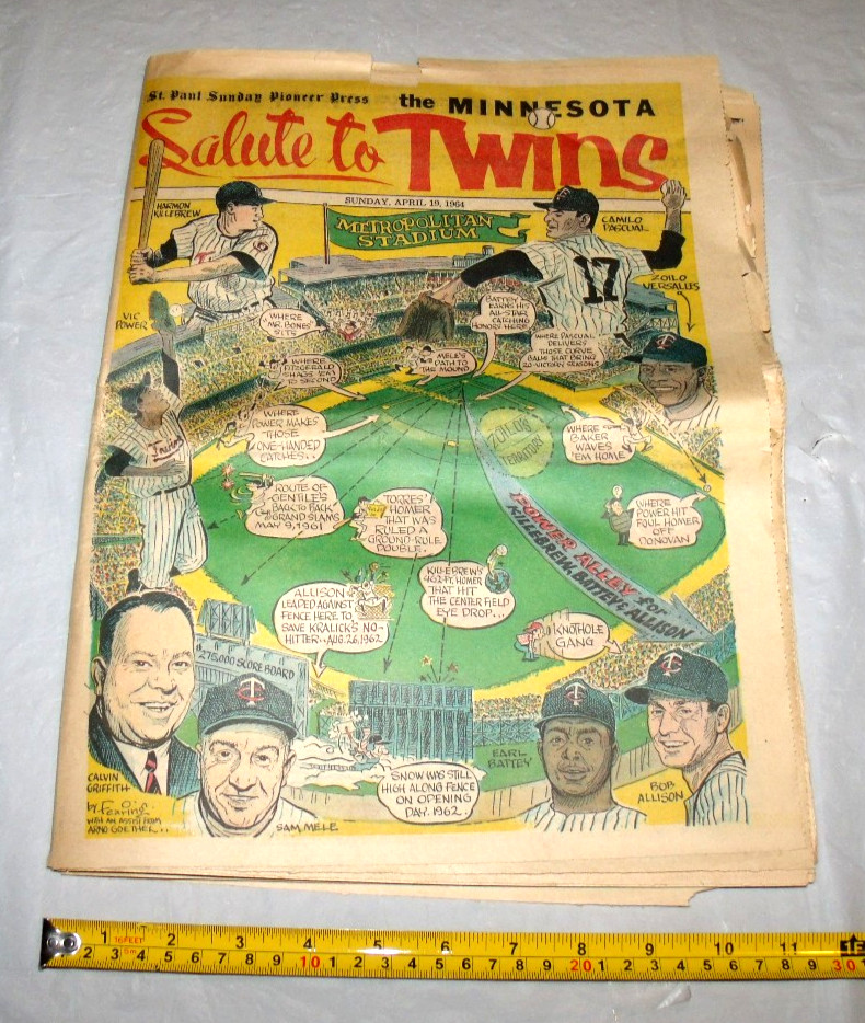 St. Paul Sunday Pioneer Press 4/19/1964 Salute To Minnesota Twins Newspaper