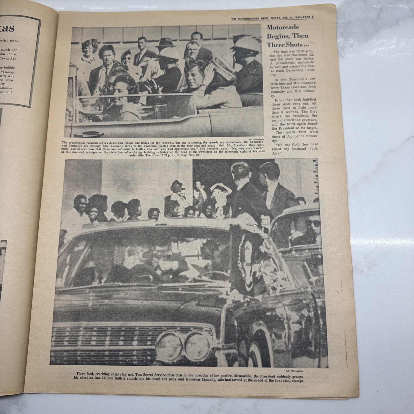 1963 Dec 6 KNICKERBOCKER NEWS Newspaper Special Supplement JFK Death LOT OF 12