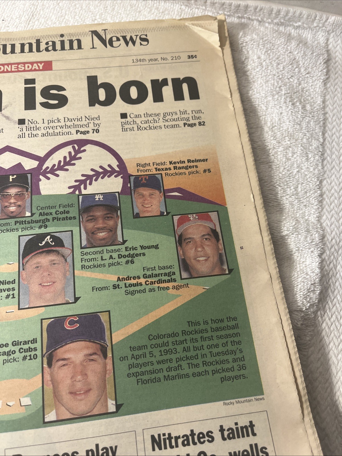 VTG Rocky Mountain News Newspaper Nov 18 , 1992 A Team Is Born Colorado Rockies