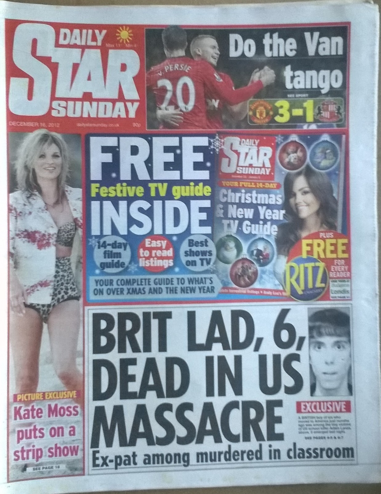SUNDAY STAR 16 December 2012 – Christine Martin, Natalie Anderson, Kate Moss