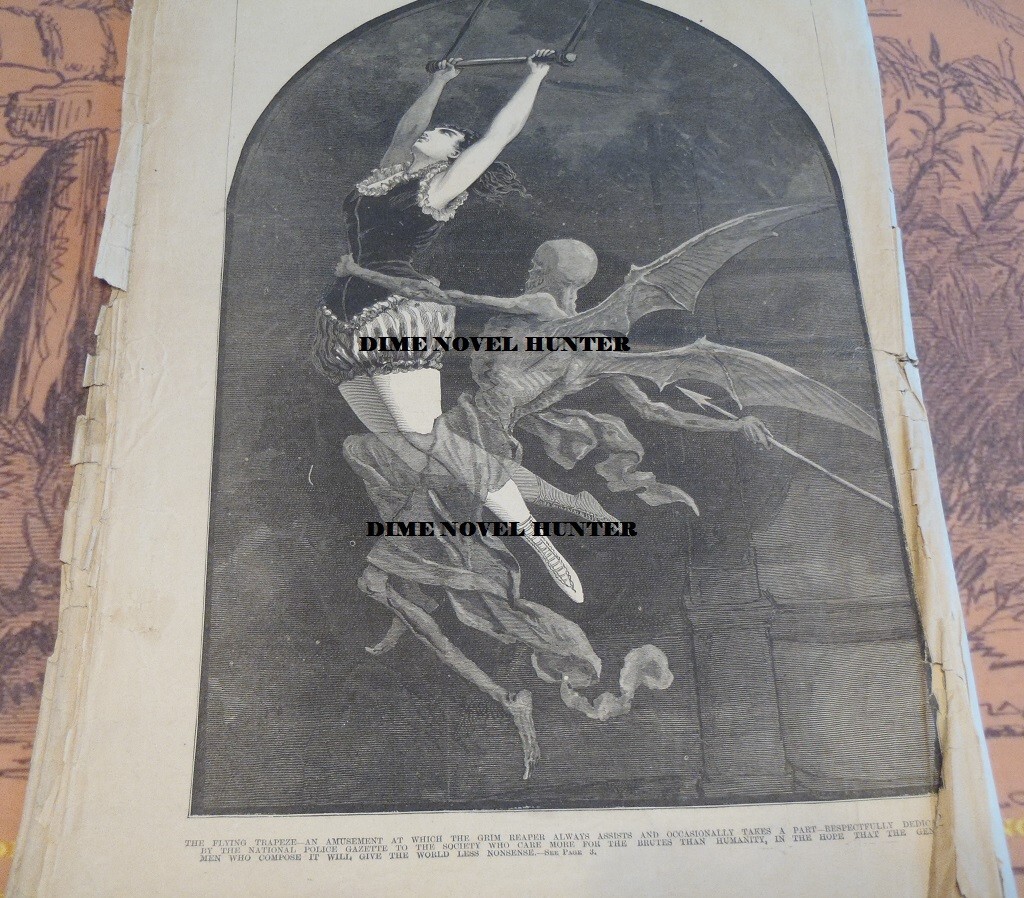 SKELETON GREAT HORROR ART 1880 NATIONAL POLICE GAZETTE #139 YELLOW JOURNALISM
