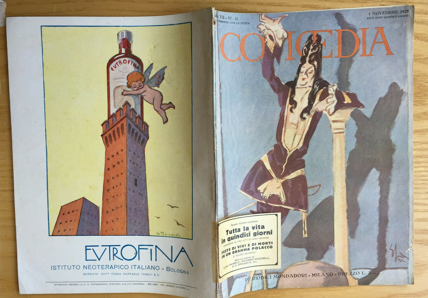 MONDADORI COMEDIA PERIODICO COMEDIA E VITA THEATRALE N° 21 1925 BERRINI 02/19
