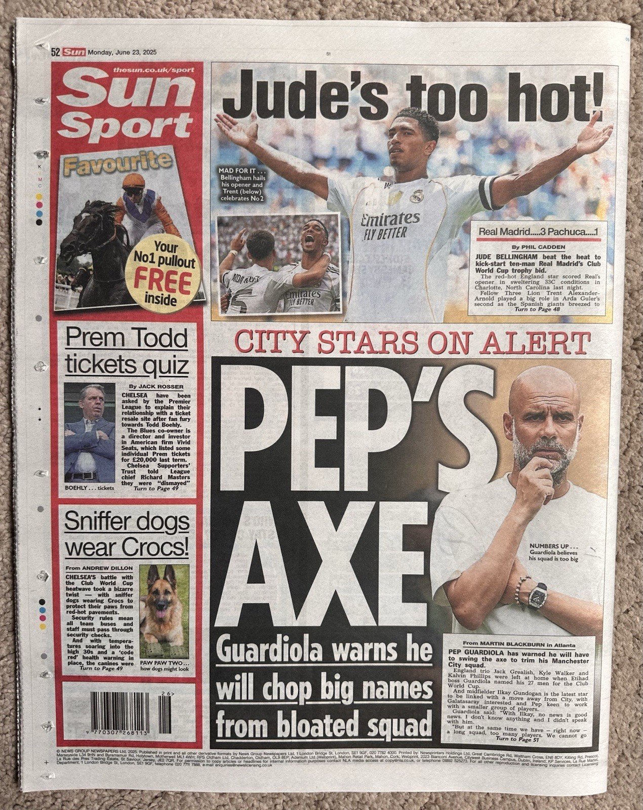 The Sun 23rd June 2025 23/6/25 USA Attack Iran Bunkers & Jude Bellingham