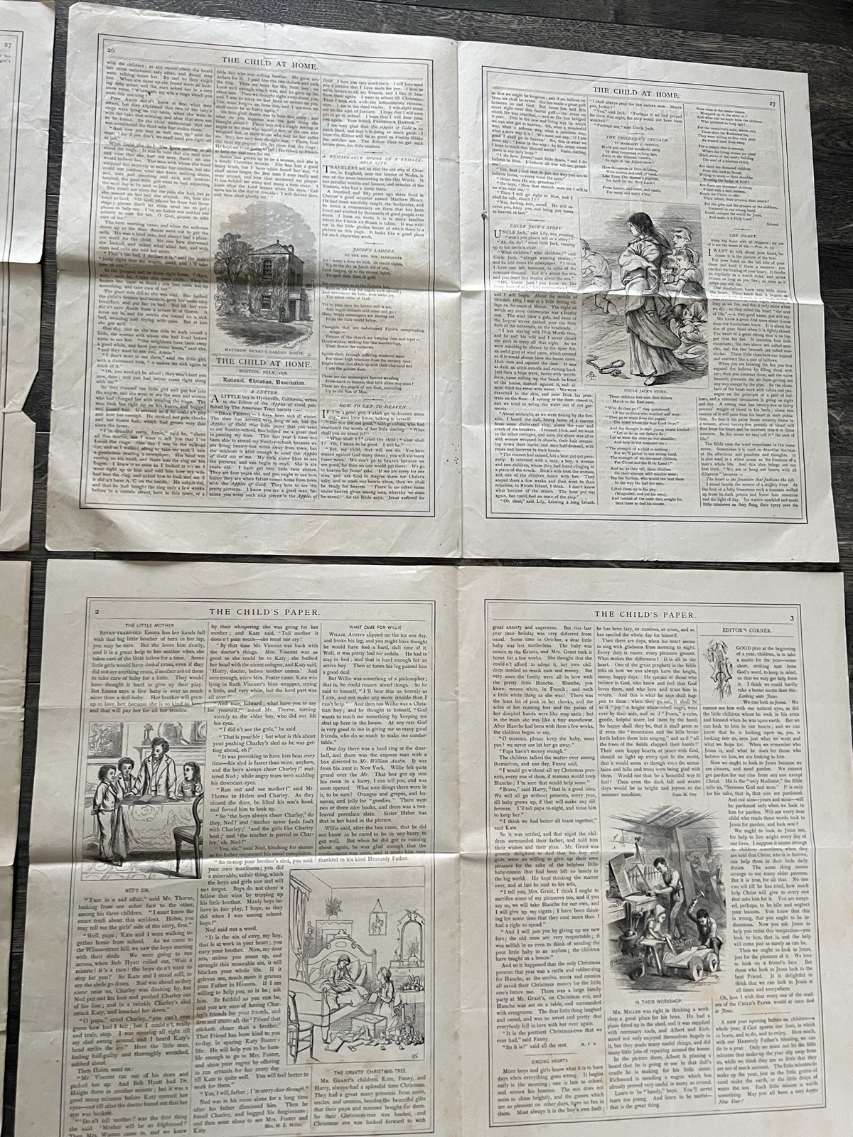 American Tract Society Child At Home & Child’s Paper Newspaper Lot 1876 1877