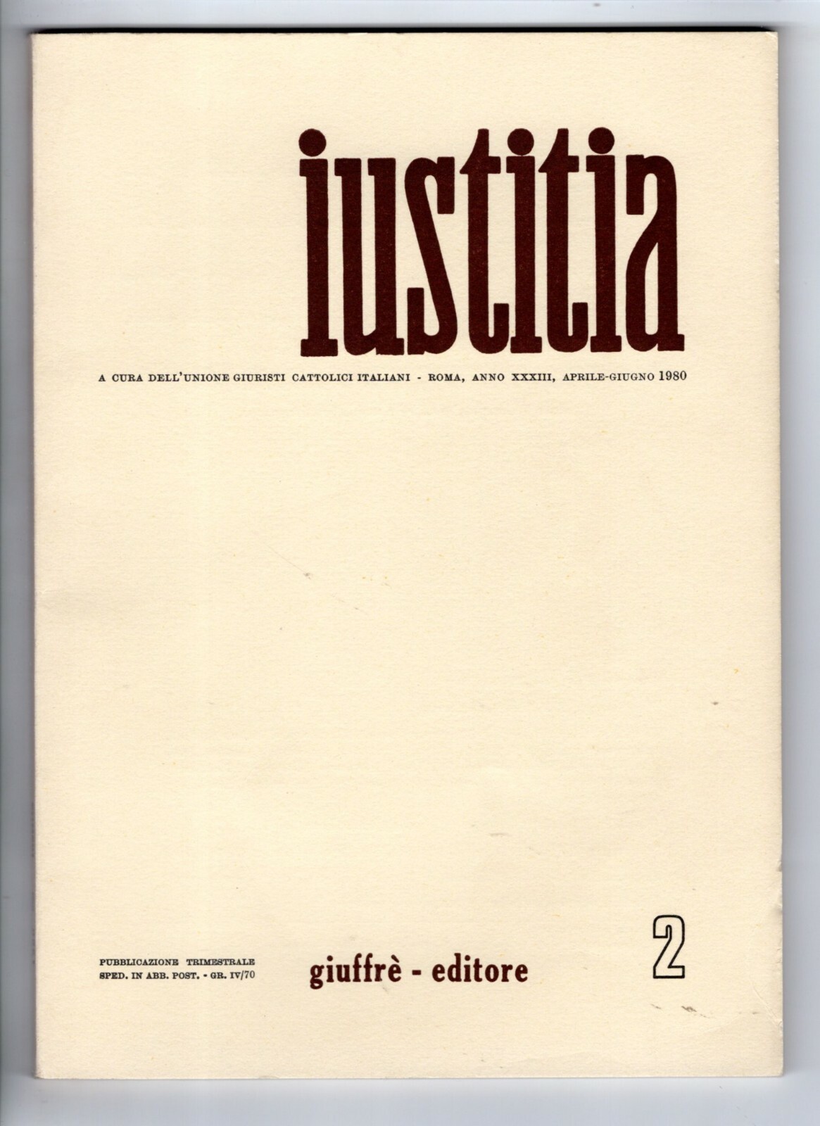 IUSTITIA. N°2 – aprile/giugno 1980