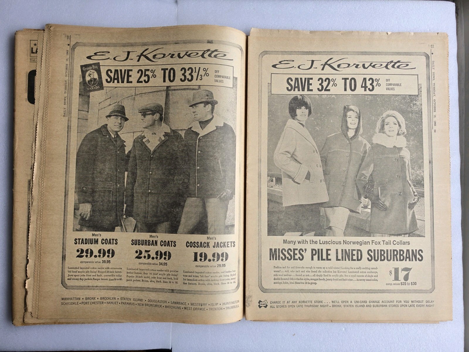 Lot of 2 – GIRL 12, KIDNAP FROM SCHOOL New York Daily News October 12 & 14 1965