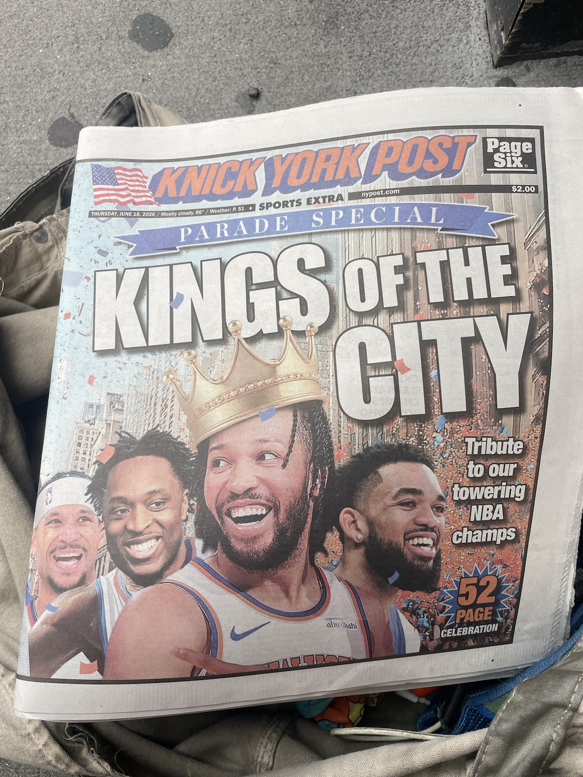 New York Knicks 6/18/26 Kings Of The City NY Post Paper Brunson Knick York Post