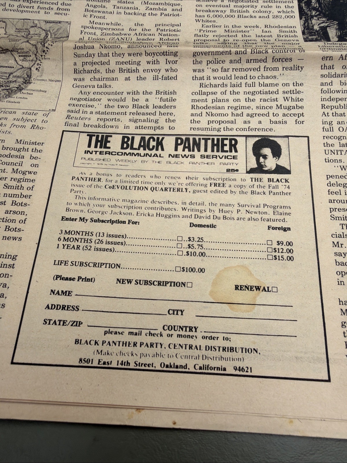 THE BLACK PANTHER PARTY NEWSPAPER – FEBRUARY 5, 1977 Huey Newton ROOTS TV Show