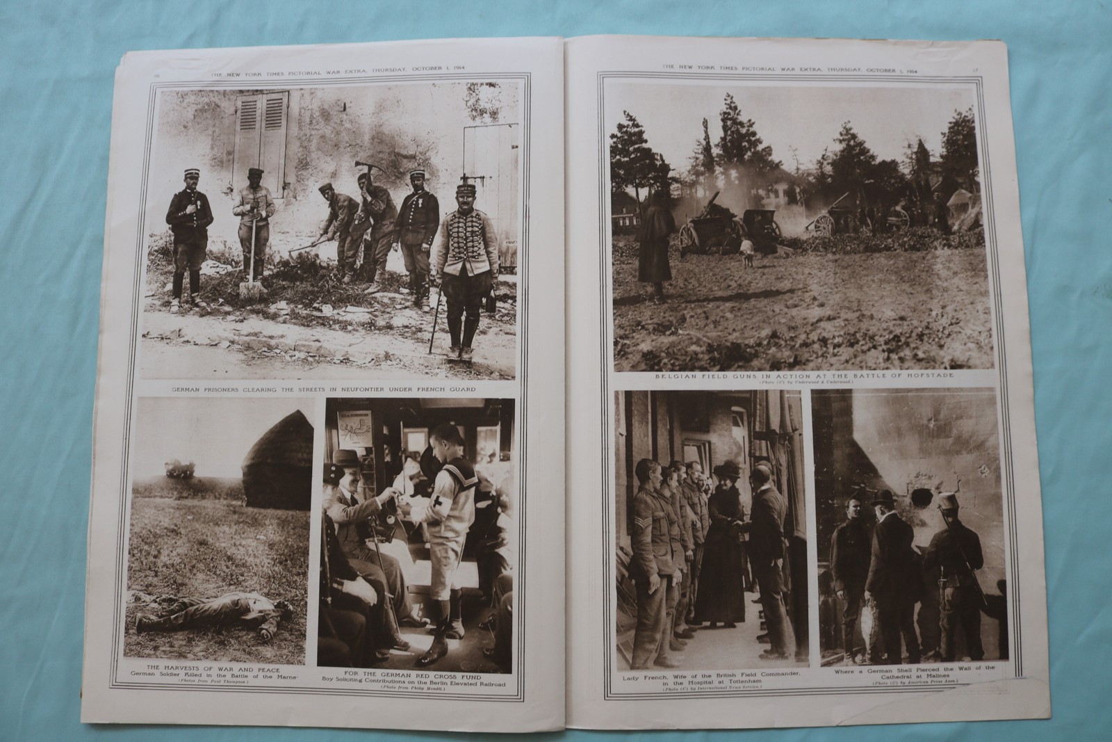 1914 OCT 1 NEW YORK TIMES MID-WEEK PICTORIAL WAR EXTRA – GERMAN FIRING – NP 9117