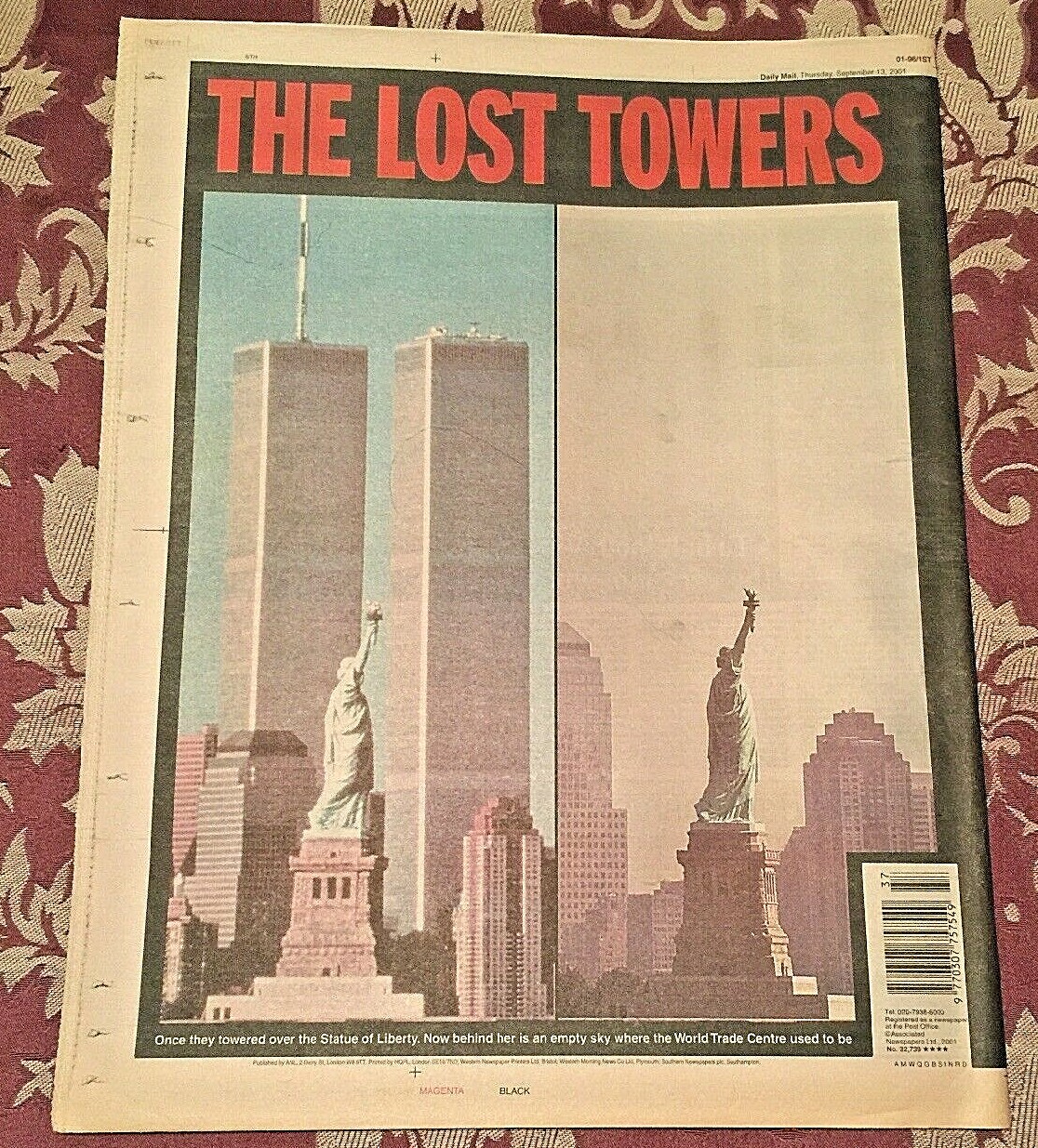 * 6 x Daily Mail Newspapers – 12th to 17th September 2001 9/11 Editions – RARE *