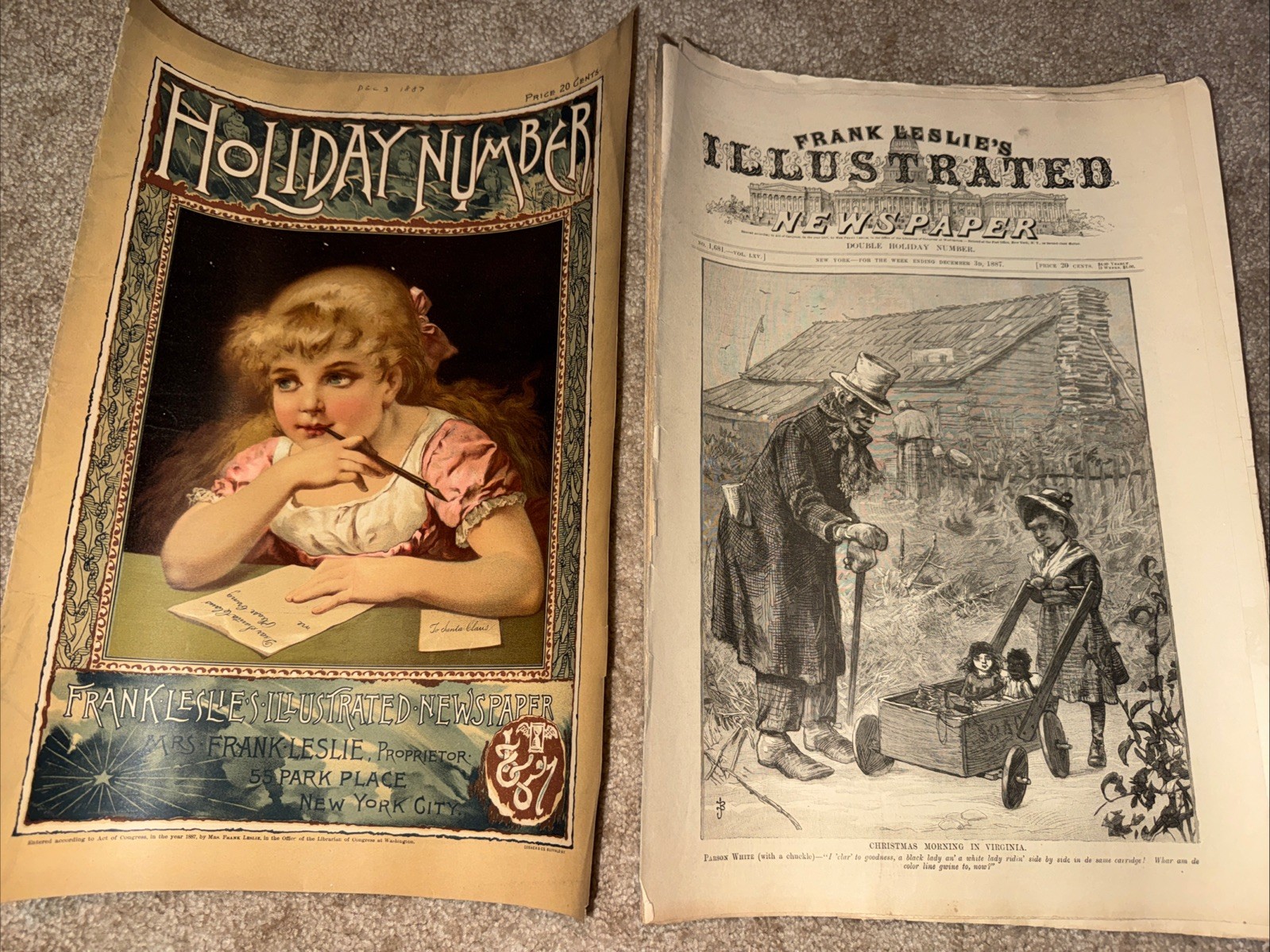 1887 Frank Leslie’s Illustrated Newspaper Holiday Number Color Christmas Cover