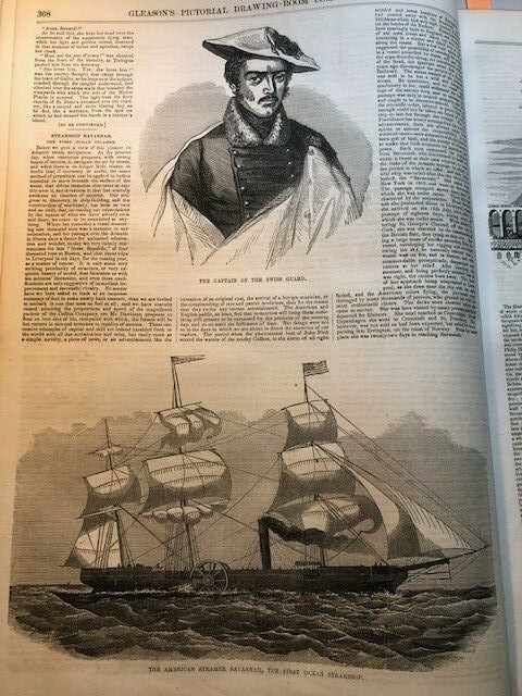 1st Atlantic Steamship SS Savannah 1854 Old Town Maine-Northampton MA-Madison WI
