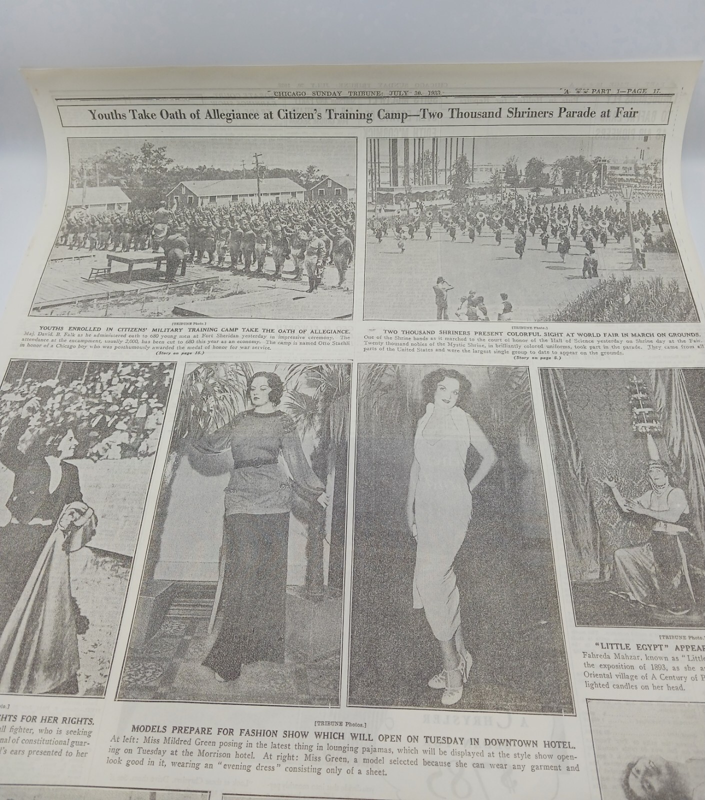 1933 Newspaper Page Lindberghs Shriners Little Egypt Fahreda Mahzar Juanita Cruz