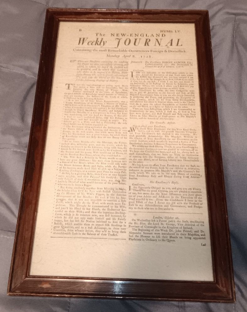 Antique Reprint New England Weekly Journal c 1728 Slave Ads Stocking Loom 1862