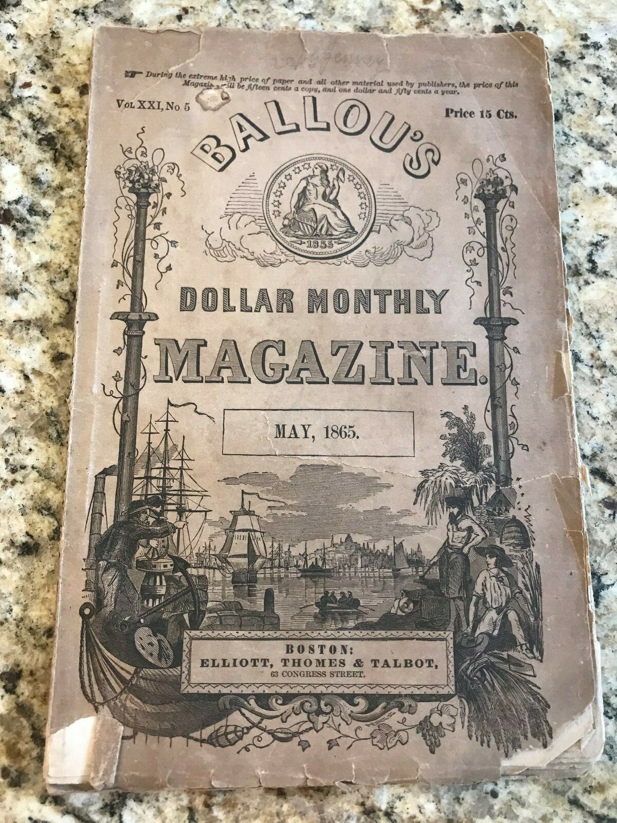 Ballou’s Dollar Monthly Magazine Published in Boston – May, 1865 No. 125 Issue