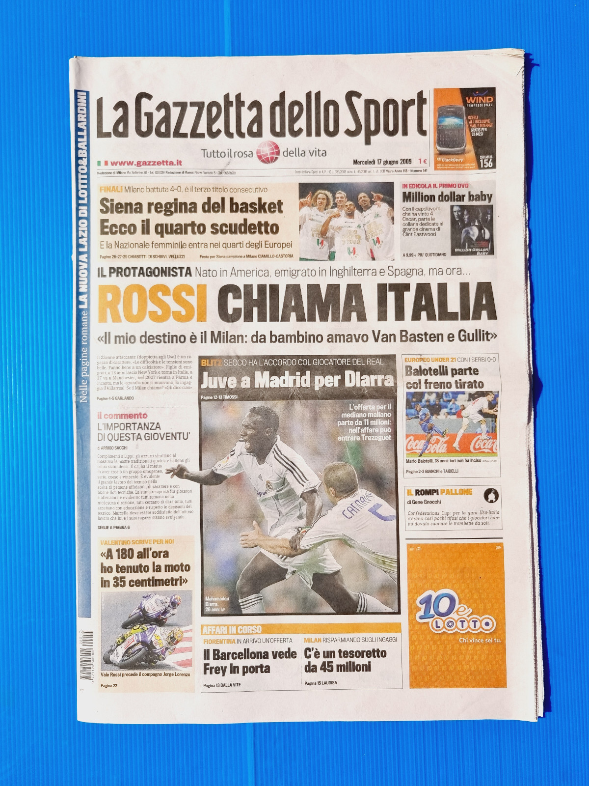Gazzetta dello Sport 17 June 2009 Mens Sana Siena Wins Scudetto Basketball