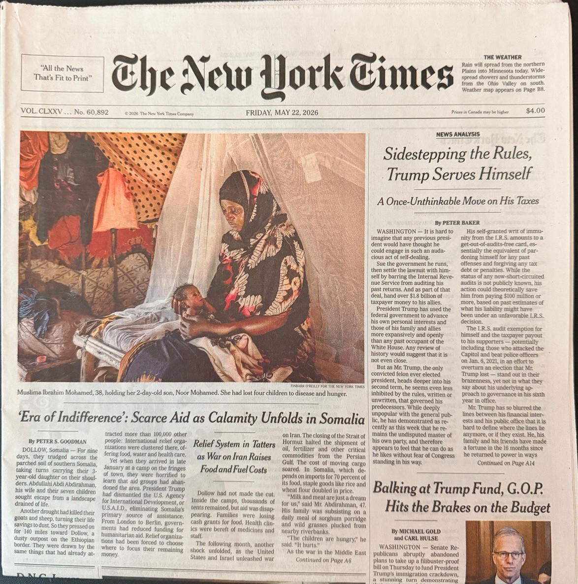 The New York Times News Paper LOT/9 May 16 17 18 19 20 21 22 23 24 -2026 UNREAD