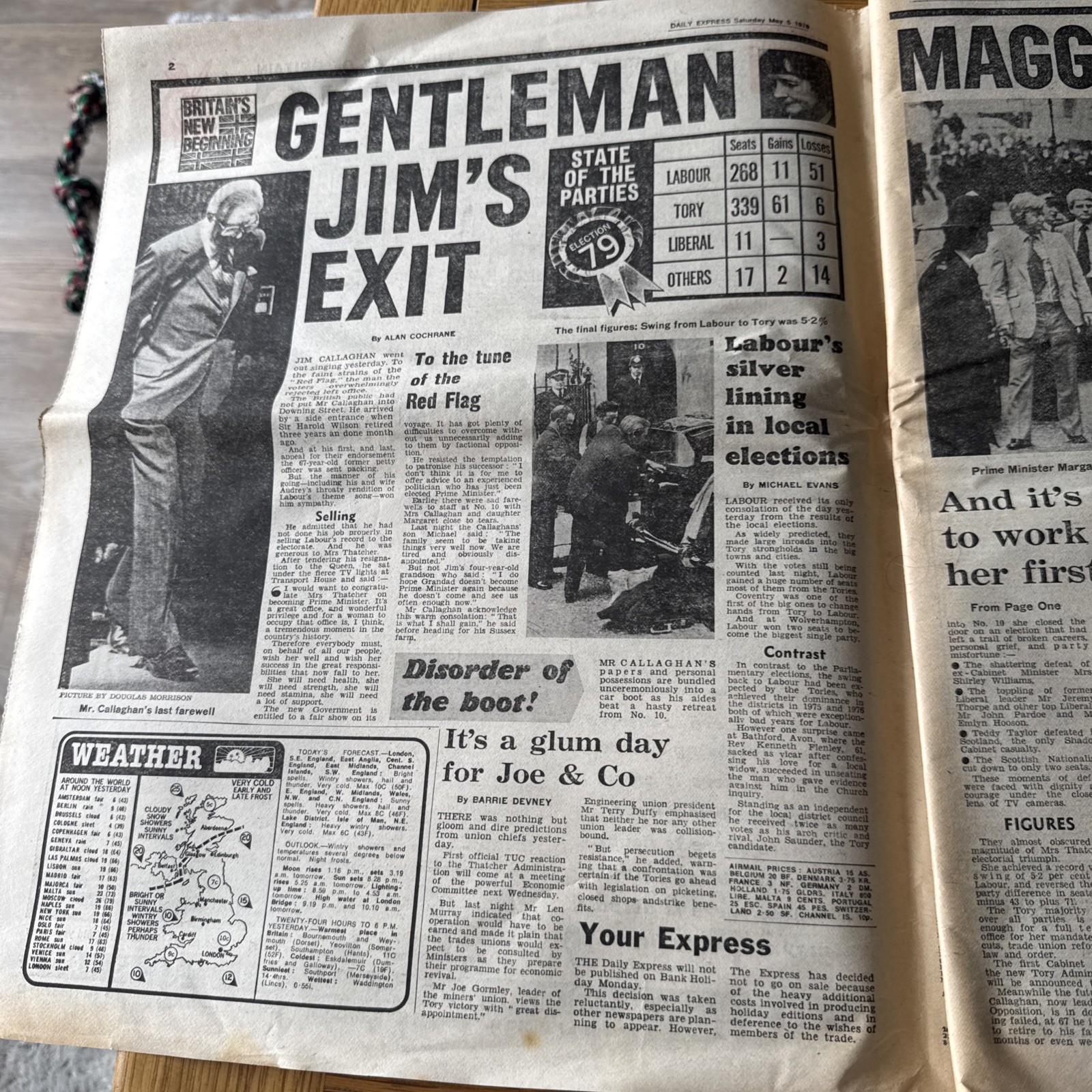 Daily Express Newspaper – 5th May 1979 – Margaret Thatcher Front Cover