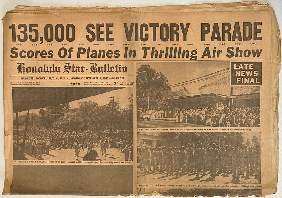 Honolulu Star Bulletin Newspaper 9-3-1945 Victory Parade Air Show World War II