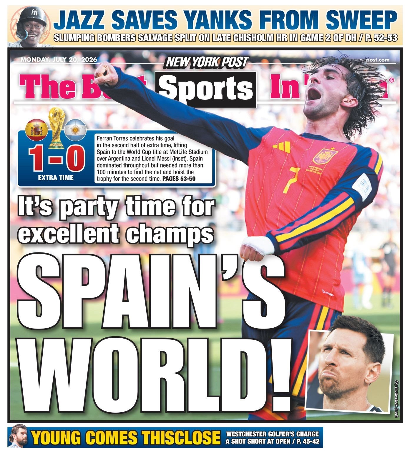 SPAIN REIGNS! SPAIN’S WORLD! FIFA World Cup Champions 2026 Argentina Newspaper