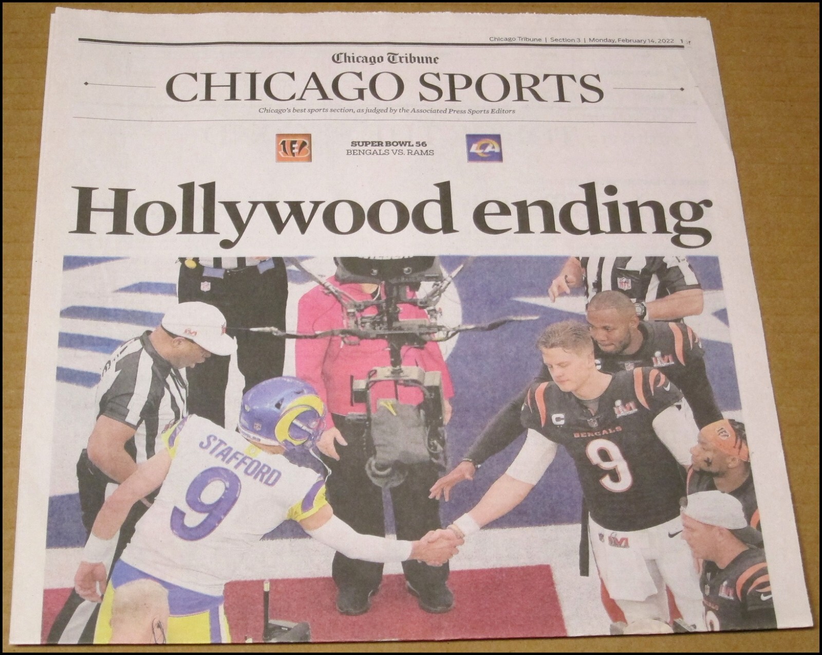 2/14/2022 Chicago Tribune Super Bowl LVI Rams Bengals Matt Stafford Joe Burrow