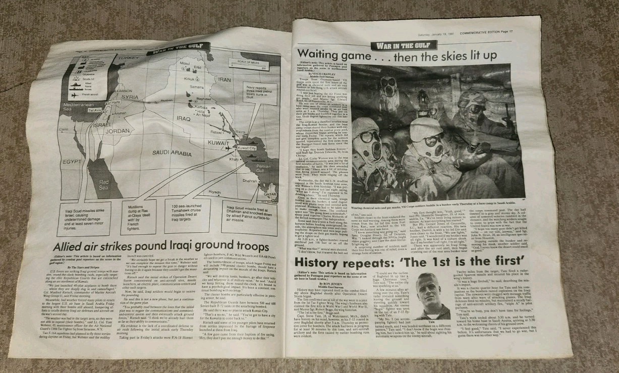 VTG 1991 Stars & Stripes Desert Strom Newspaper Military Commemorative Edition