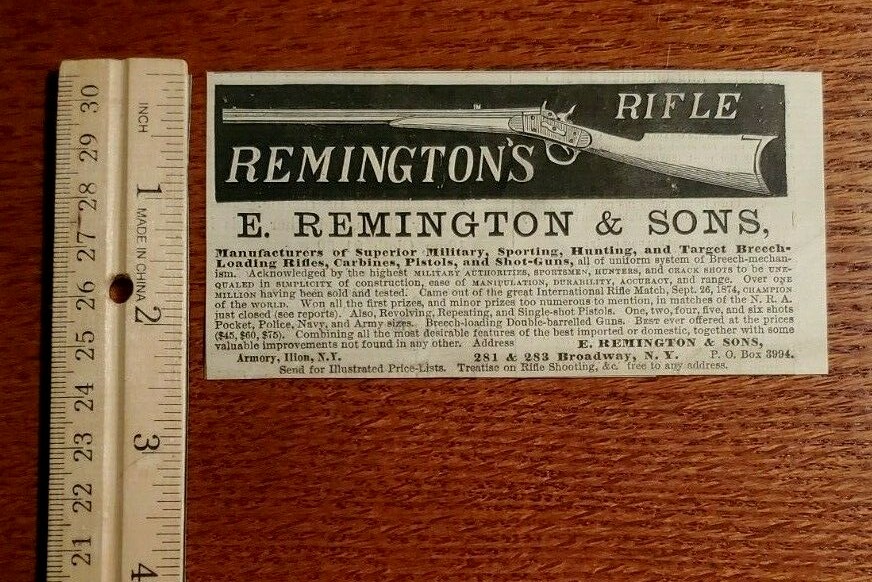 Harper’s Weekly 1875 Advertisement REMINGTONS RIFLE E REMINGTON AND SONS